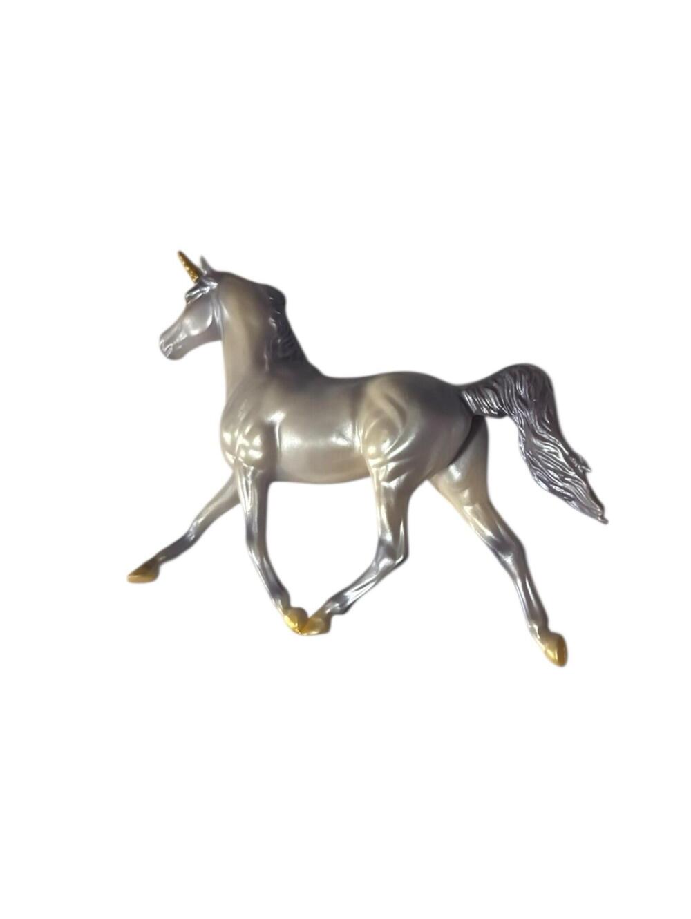 Vintage Breyer Reeves Unicorn Horse Silver Gray Sparkly 6.5" Tall